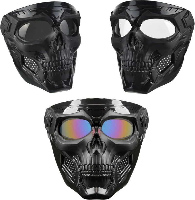 OQUQO 3 Pcs Airsoft Mask Full Face, Skull Airsoft Tactical Full Face Mask for Paintball, Motorcycle, and Men’s Shield – Impact Resistant Masks for Halloween, CS Wargame, and Outdoor Sports - Image 1
